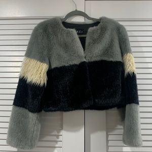 SHACI Faux Fur Cropped Coat